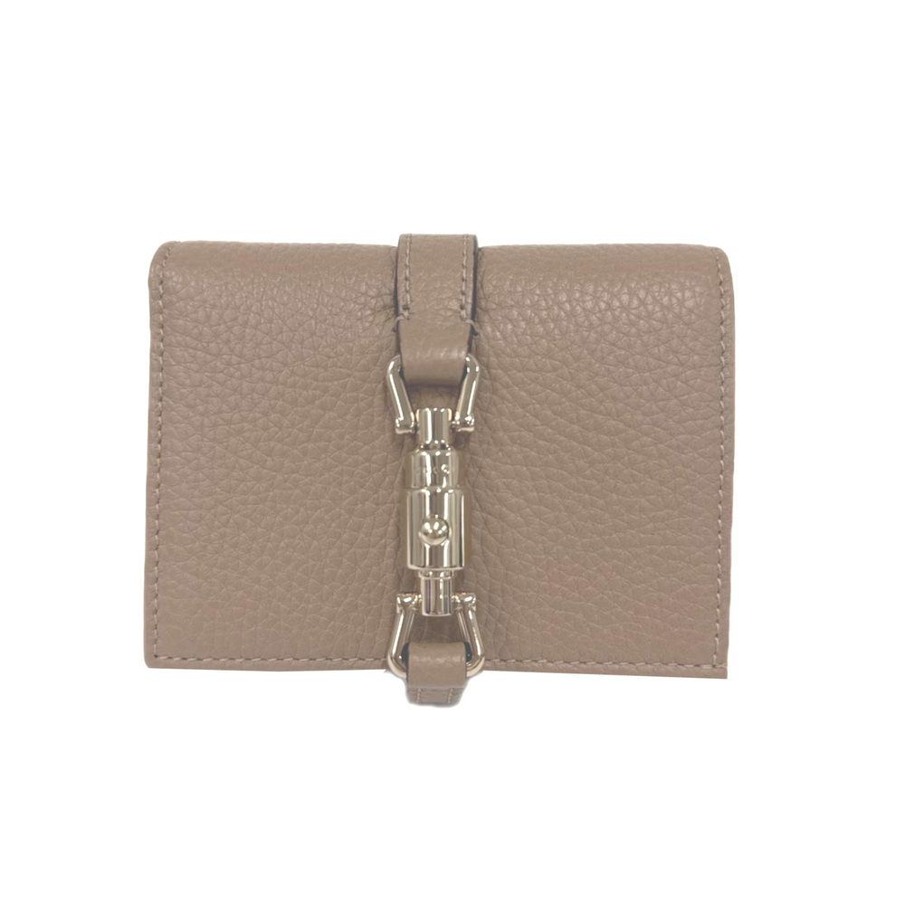 GUCCI Jackie Medium Wallet 645536 Bi-fold Beige Calf Leather Women's